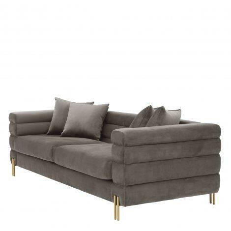 Kapiton Sofa York Sovana Grey Velvet and Steel Legs