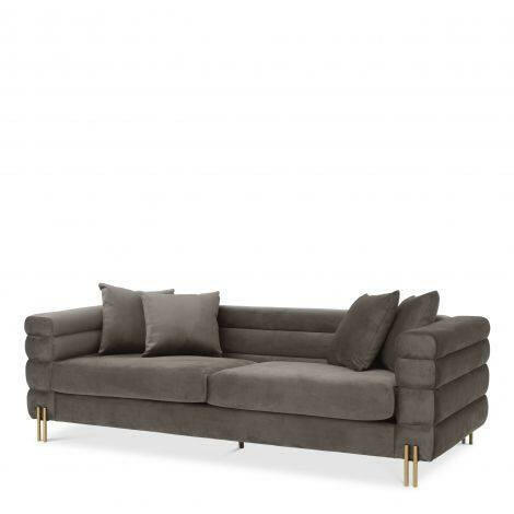 Kapiton Sofa York Sovana Grey Velvet and Steel Legs