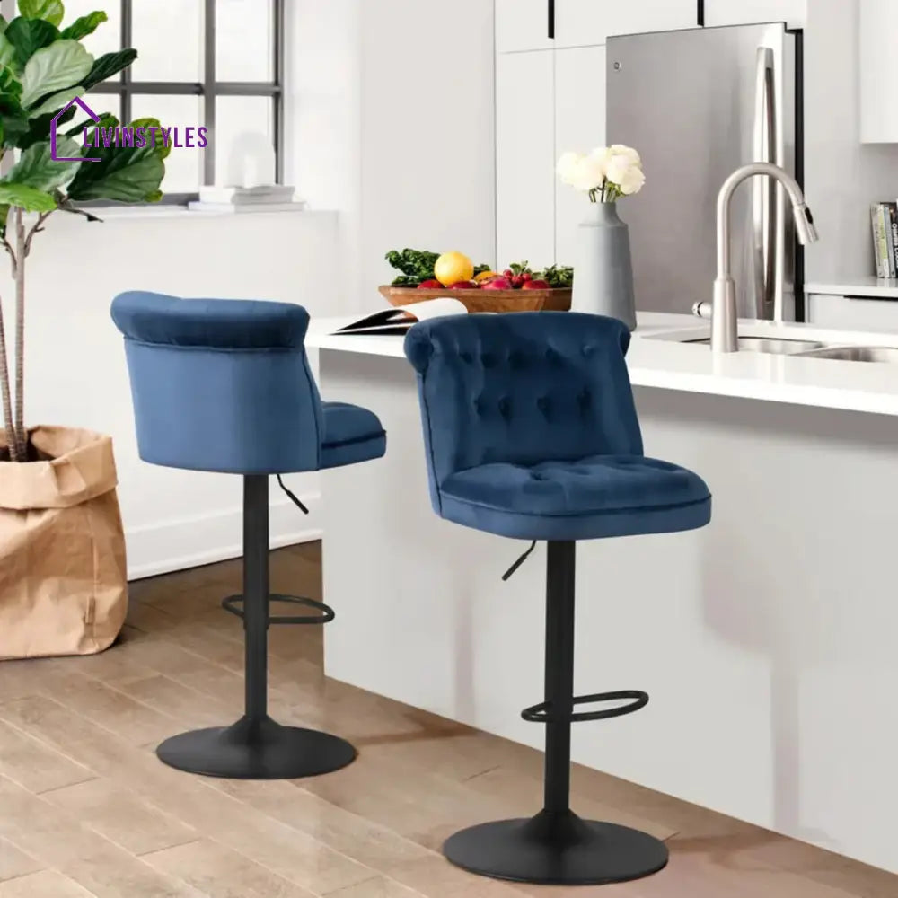 Blue Color Cellan Swiel Adjustable Bar Stool Set Of-1