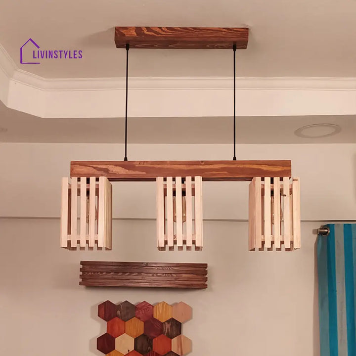 Elegant Beige & Brown Wooden Series Hanging Lamp Lamps