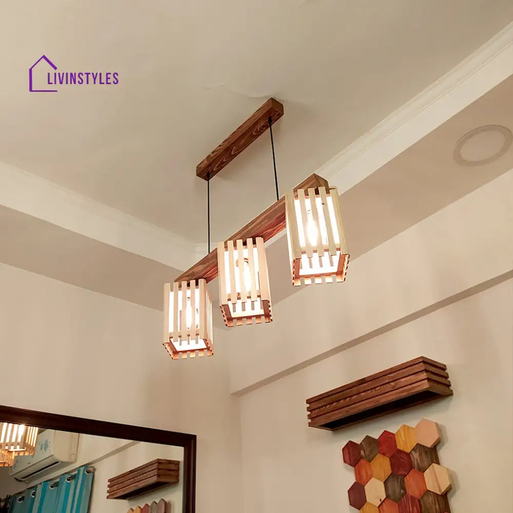 Elegant Beige & Brown Wooden Series Hanging Lamp Lamps