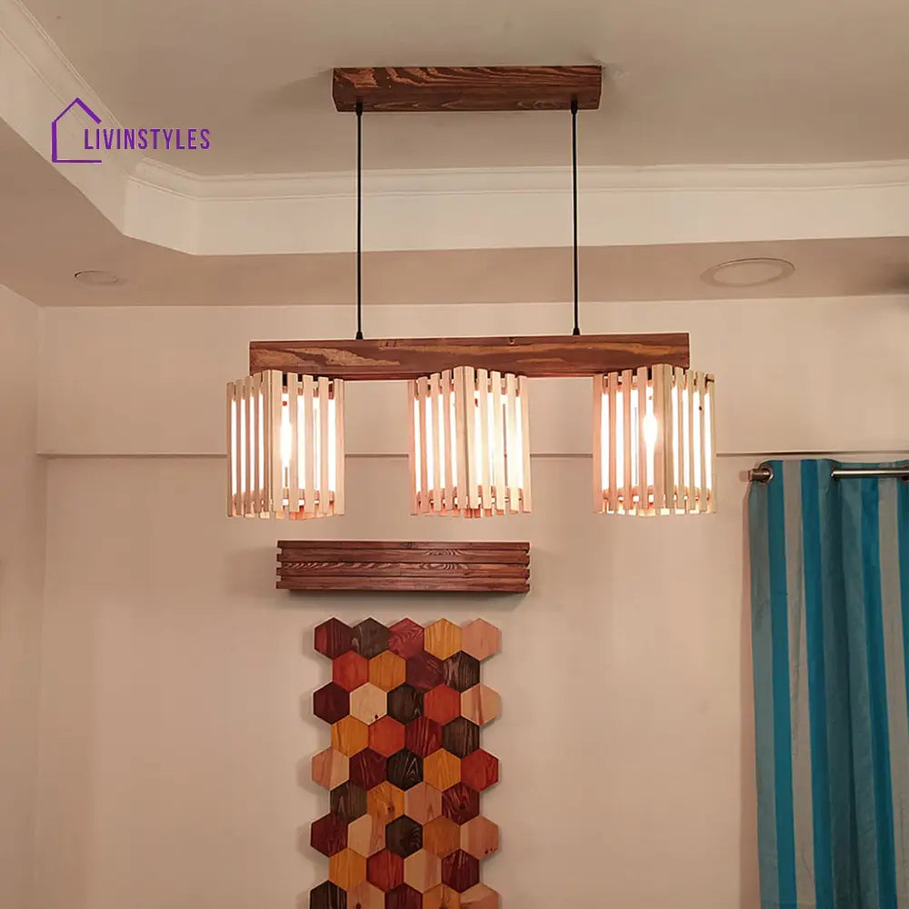 Elegant Beige & Brown Wooden Series Hanging Lamp Lamps