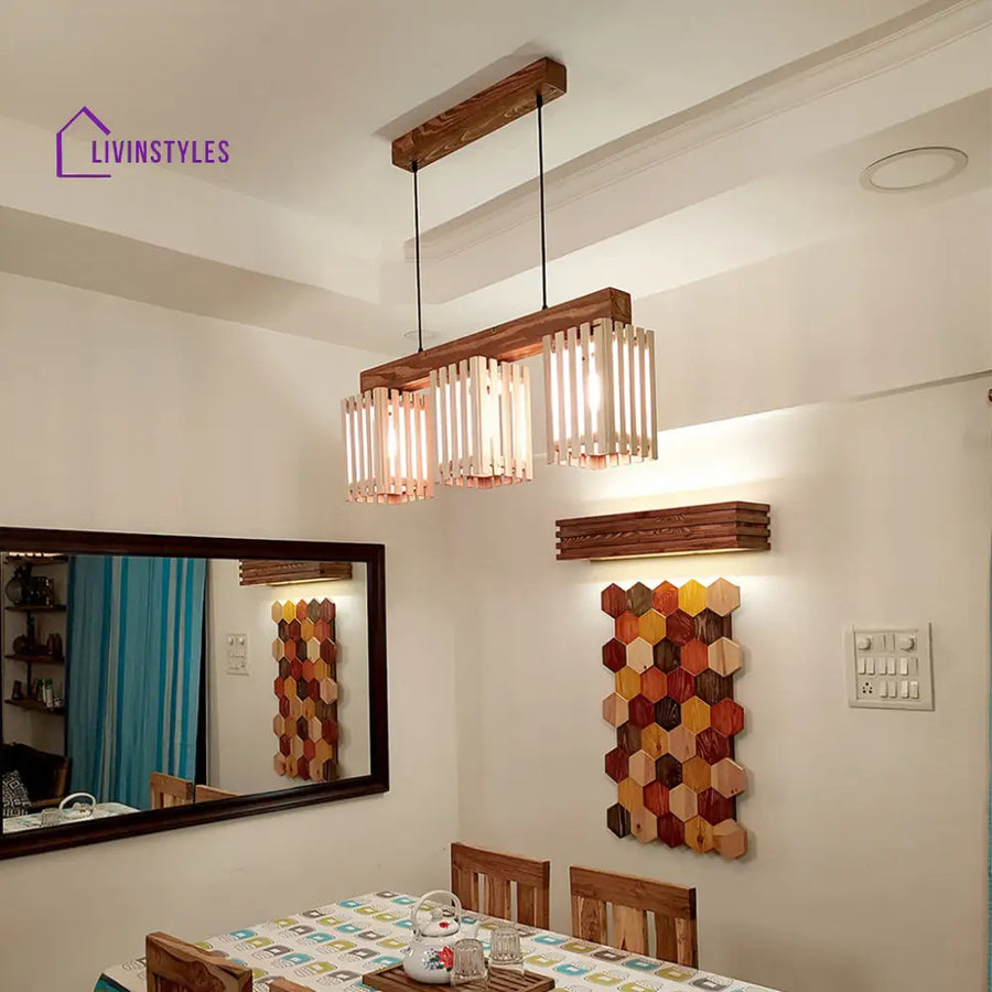 Elegant Beige & Brown Wooden Series Hanging Lamp Lamps