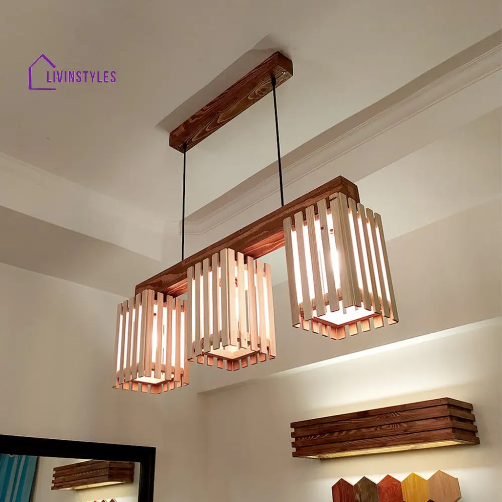 Elegant Beige & Brown Wooden Series Hanging Lamp Lamps