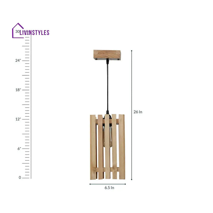 Elegant Beige Wooden Single Hanging Lamp Lamps