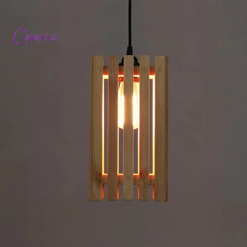 Elegant Beige Wooden Single Hanging Lamp Lamps