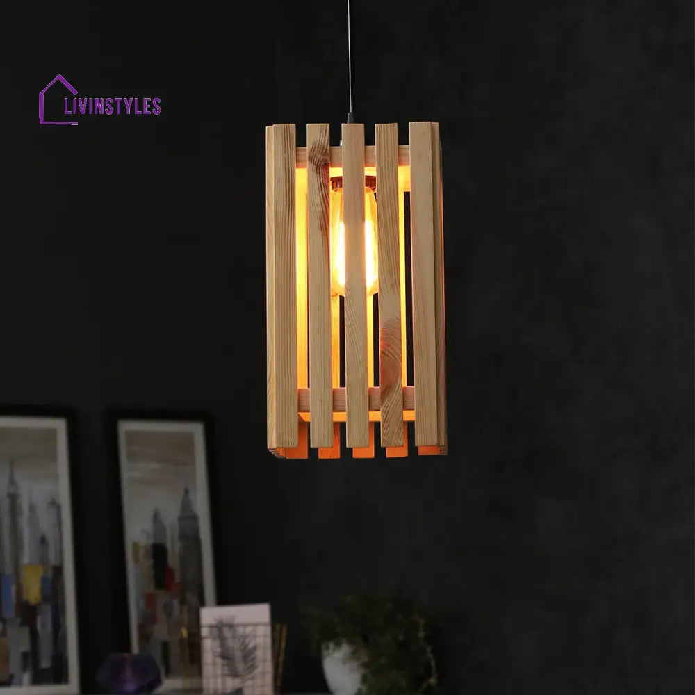 Elegant Beige Wooden Single Hanging Lamp Lamps