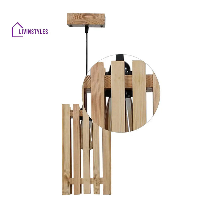 Elegant Beige Wooden Single Hanging Lamp Lamps