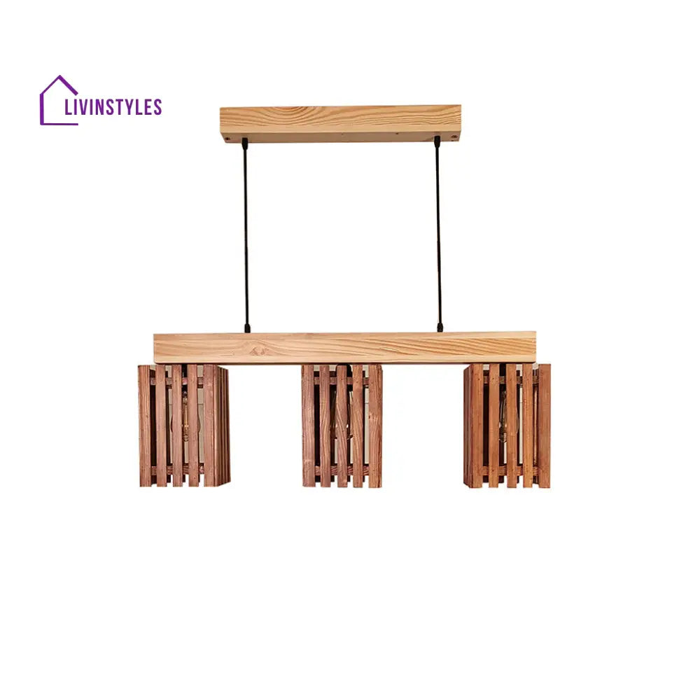 Elegant Brown & Beige Wooden Series Hanging Lamp Lamps