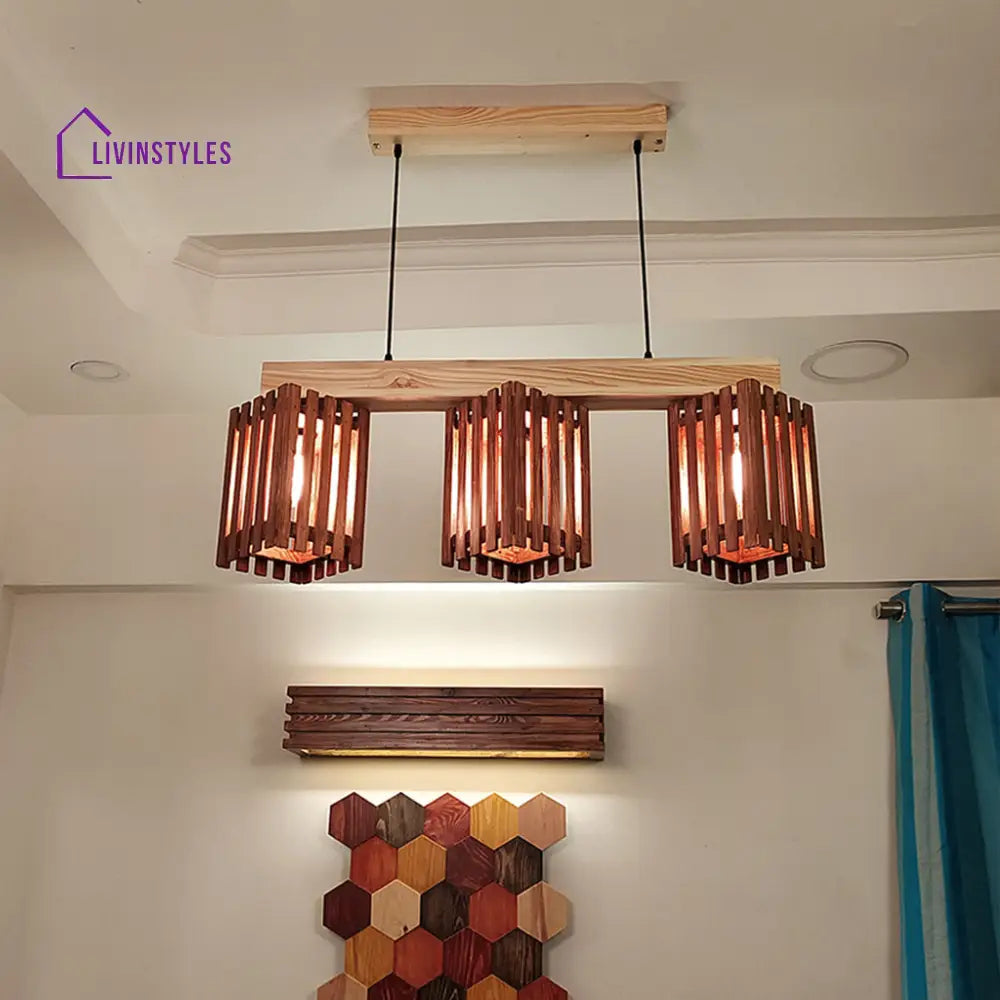 Elegant Brown & Beige Wooden Series Hanging Lamp Lamps