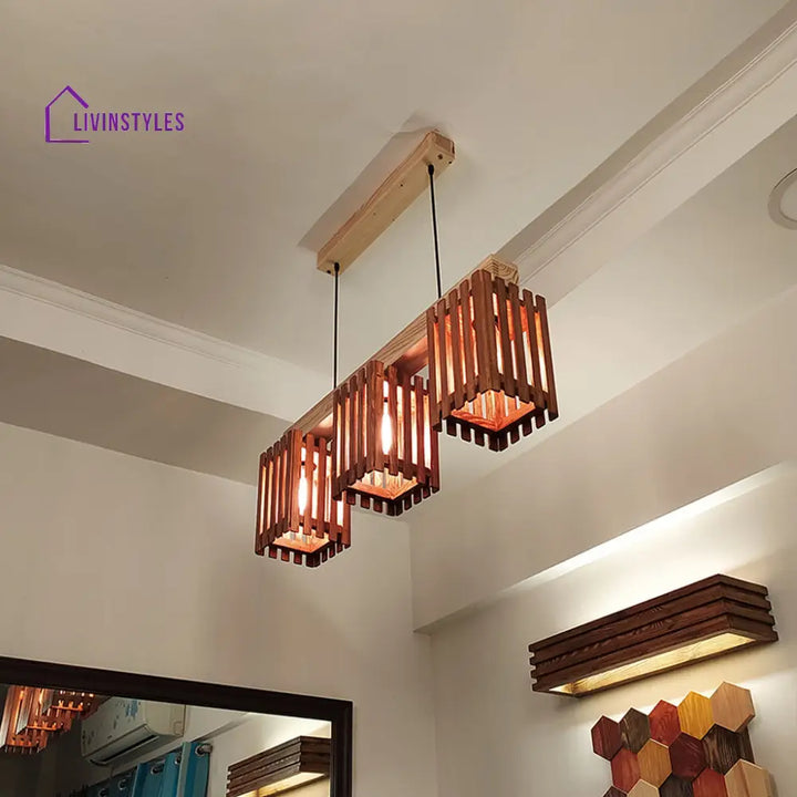 Elegant Brown & Beige Wooden Series Hanging Lamp Lamps