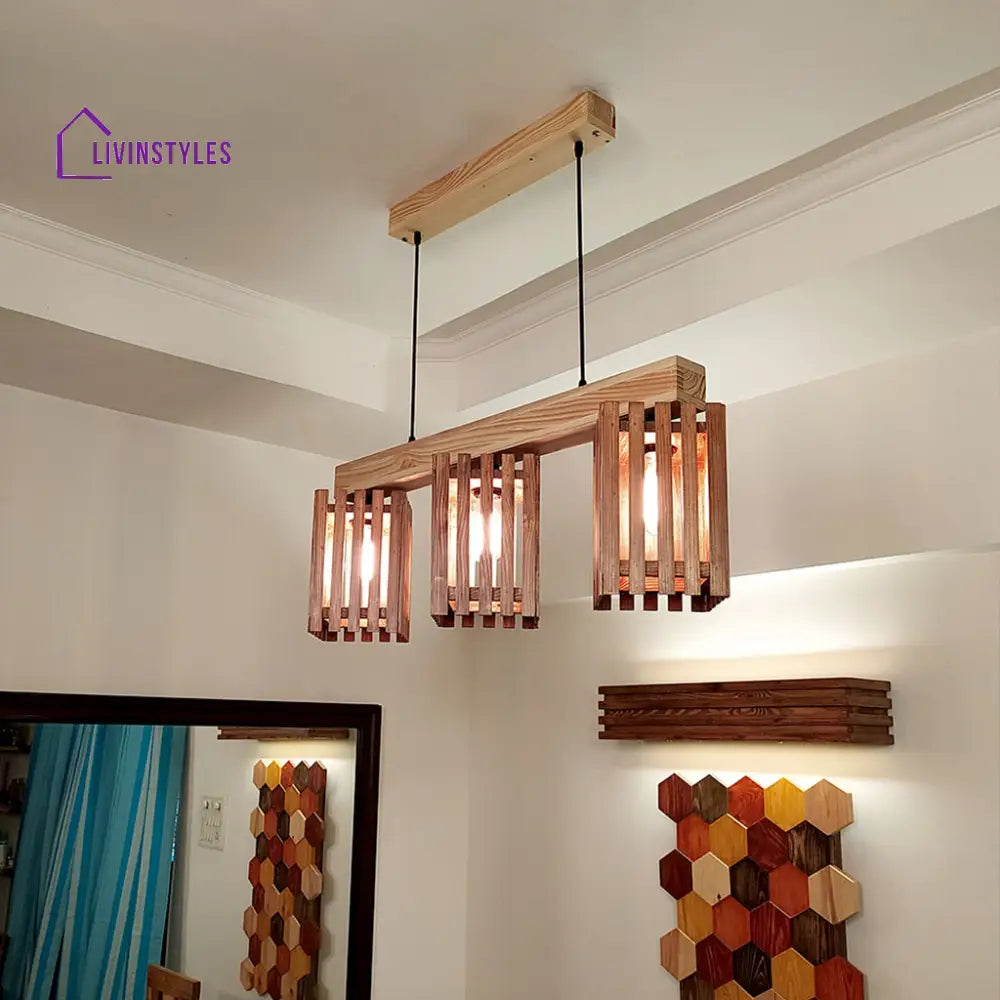 Elegant Brown & Beige Wooden Series Hanging Lamp Lamps