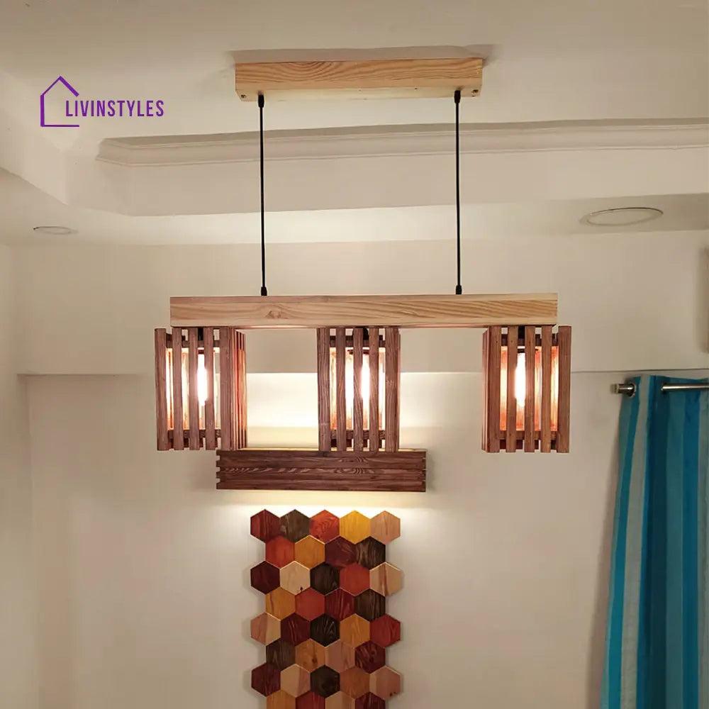 Elegant Brown & Beige Wooden Series Hanging Lamp Lamps