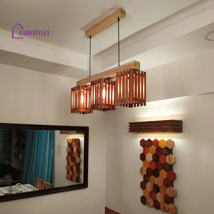 Elegant Brown & Beige Wooden Series Hanging Lamp Lamps