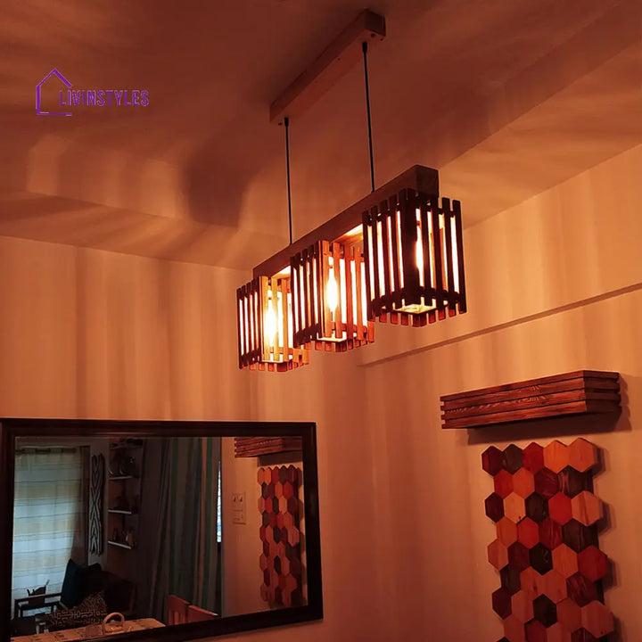 Elegant Brown & Beige Wooden Series Hanging Lamp Lamps