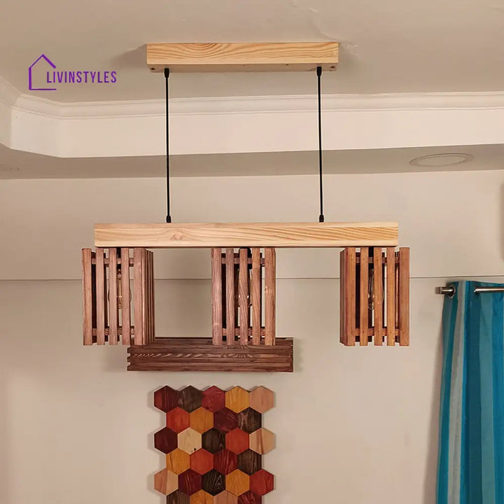 Elegant Brown & Beige Wooden Series Hanging Lamp Lamps