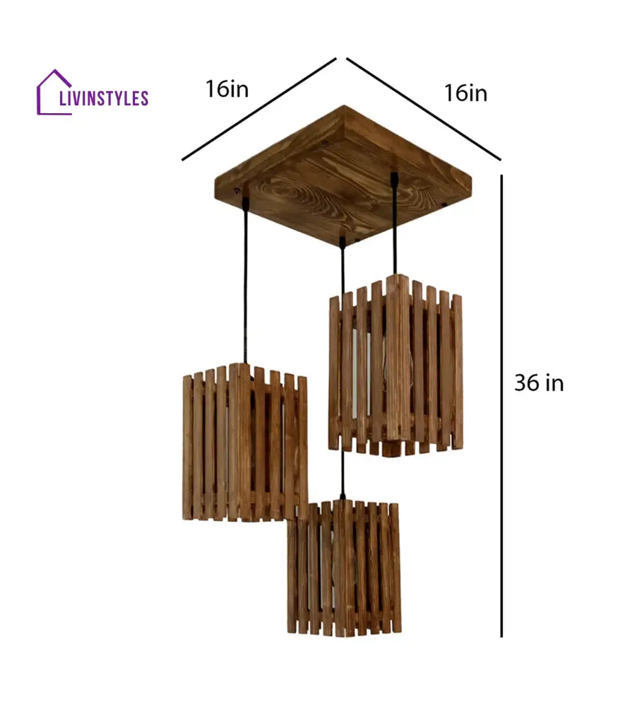 Elegant Brown Wooden Cluster Hanging Lamp Lamps