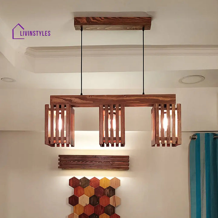 Elegant Brown Wooden Series Hanging Lamp Lamps