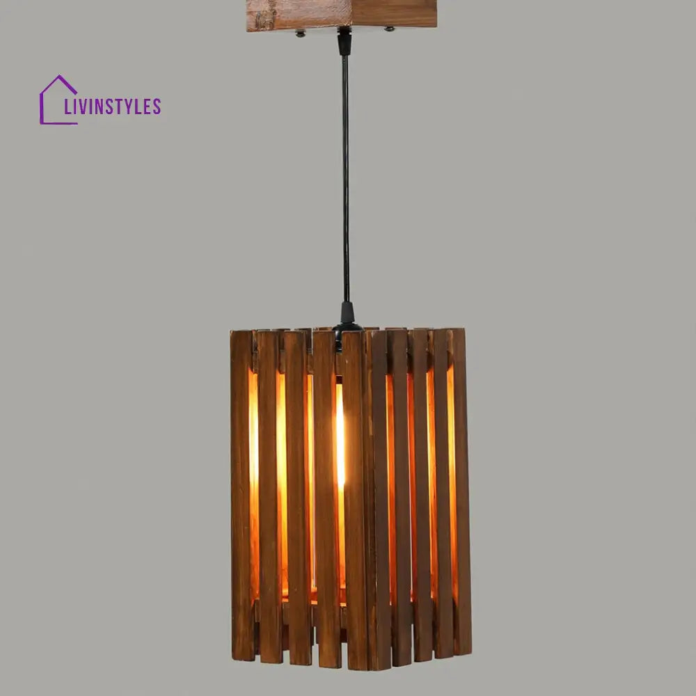 Elegant Brown Wooden Single Hanging Lamp Lamps