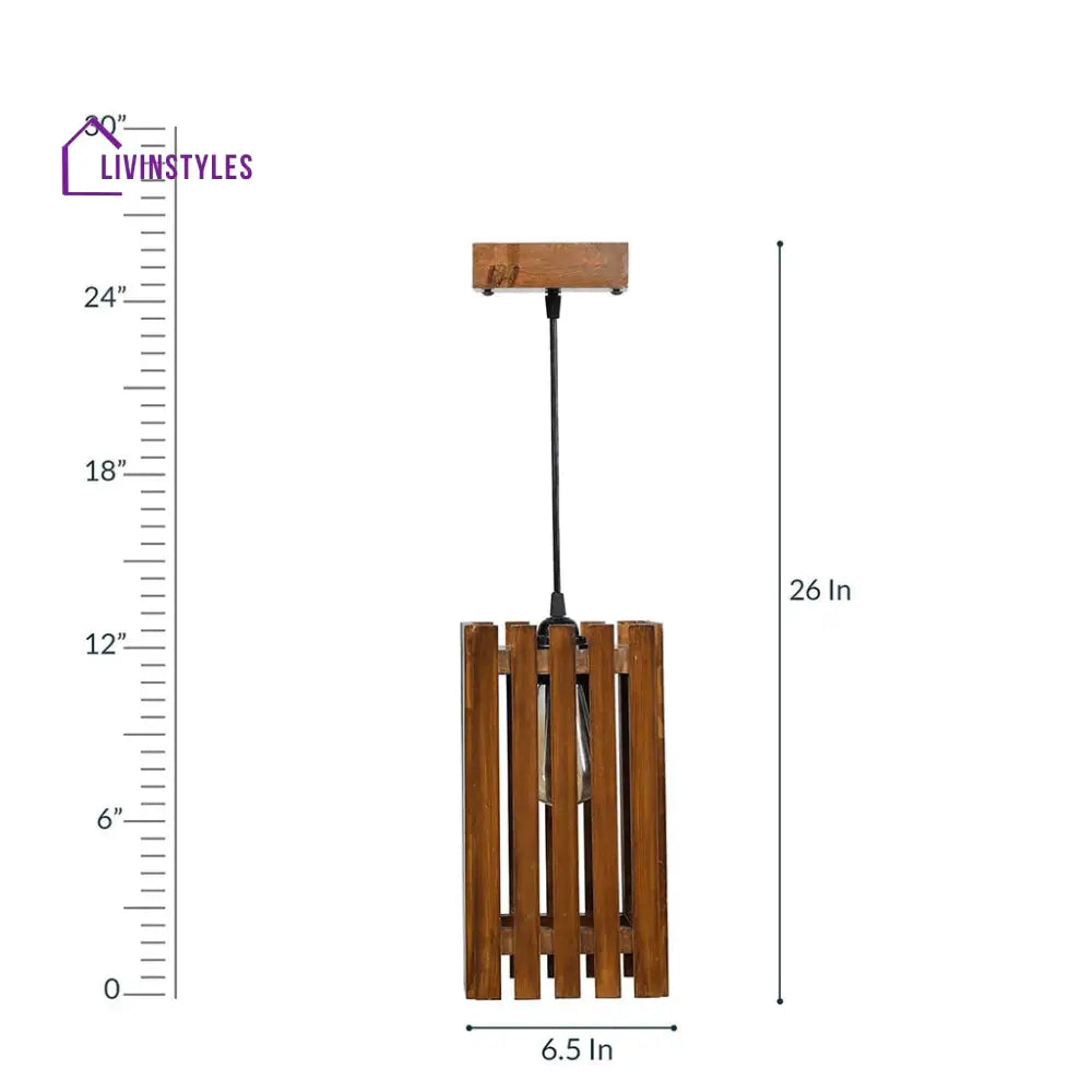 Elegant Brown Wooden Single Hanging Lamp Lamps