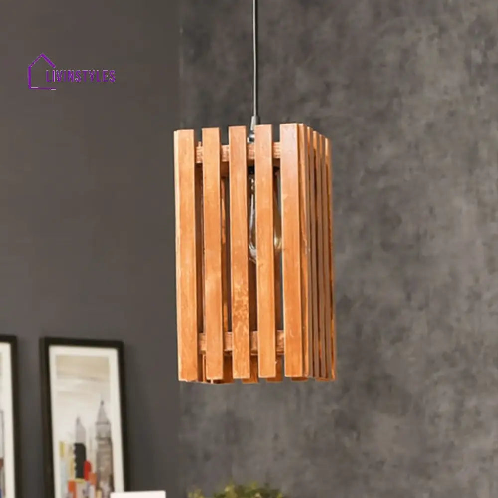 Elegant Brown Wooden Single Hanging Lamp Lamps