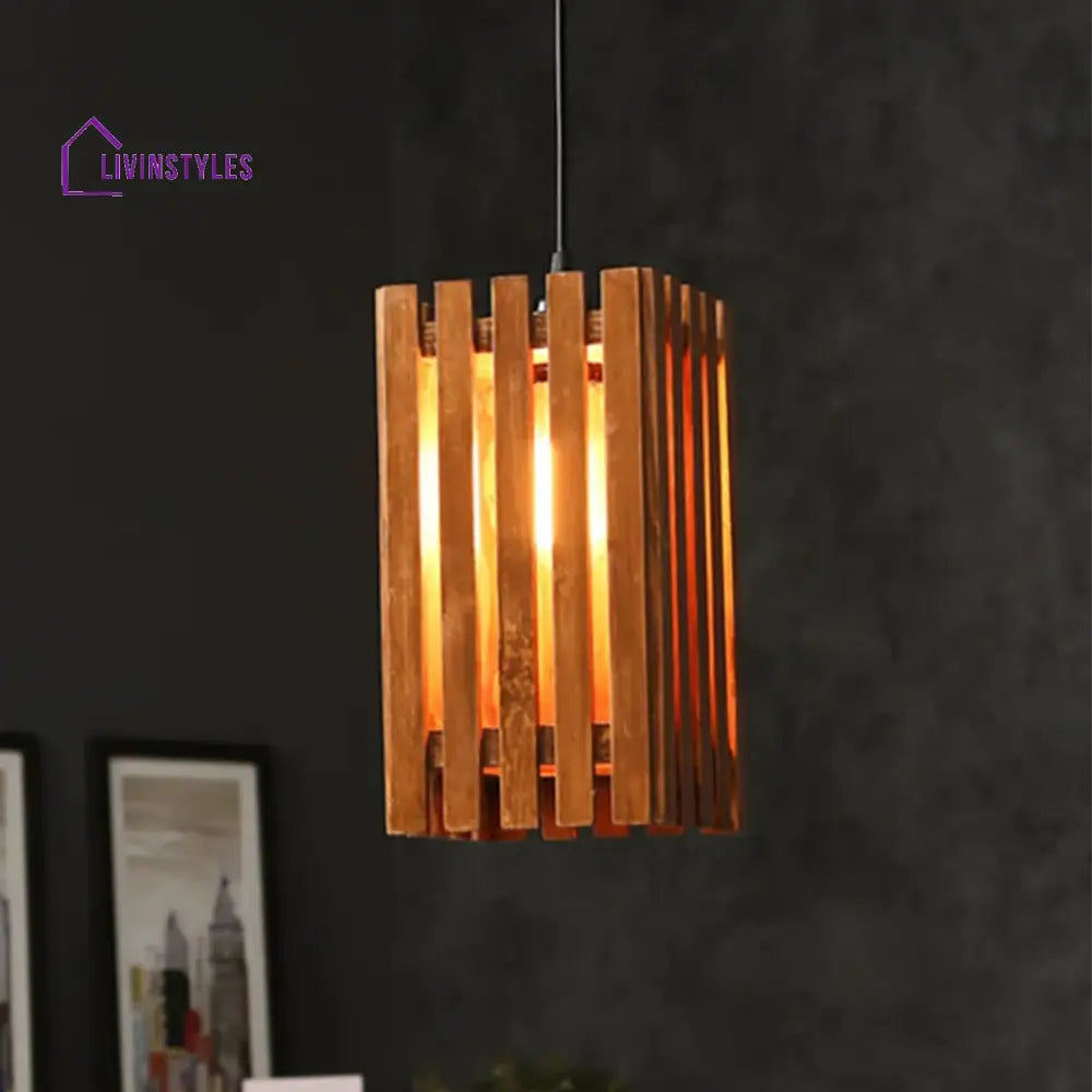 Elegant Brown Wooden Single Hanging Lamp Lamps