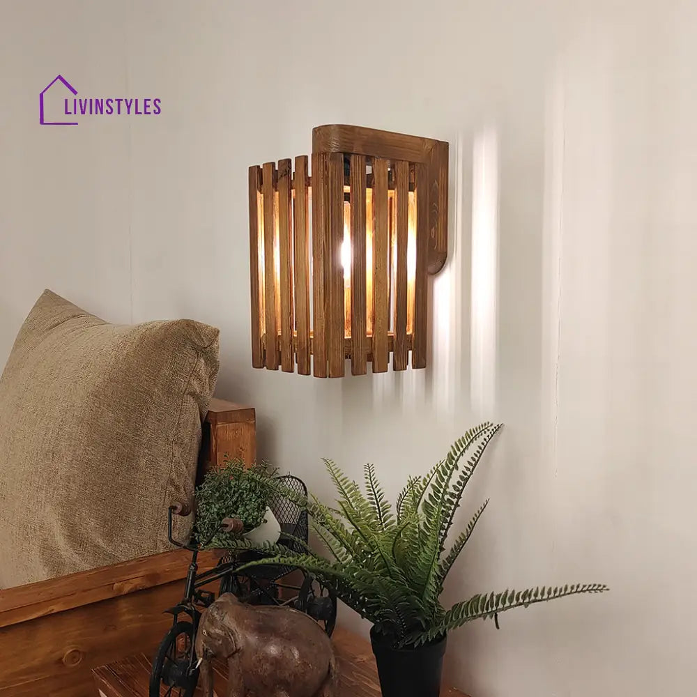 Elegant Brown Wooden Wall Light Lights