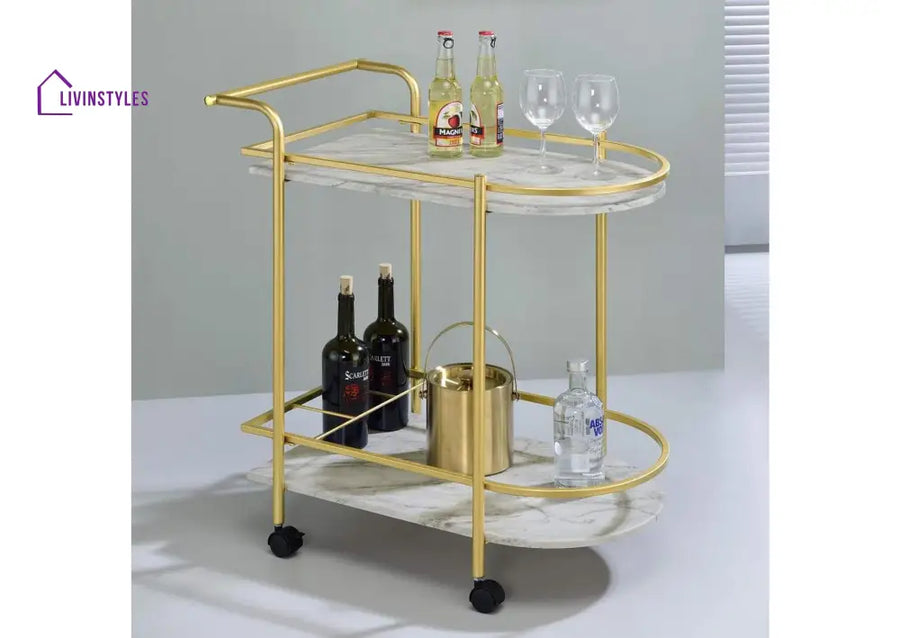 Elegant Oval Trolley with Marble Top