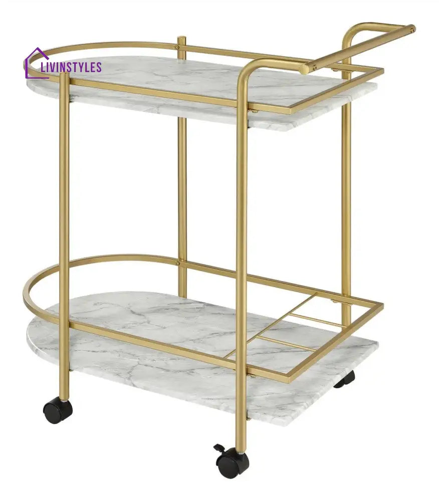 Elegant Oval Trolley with Marble Top