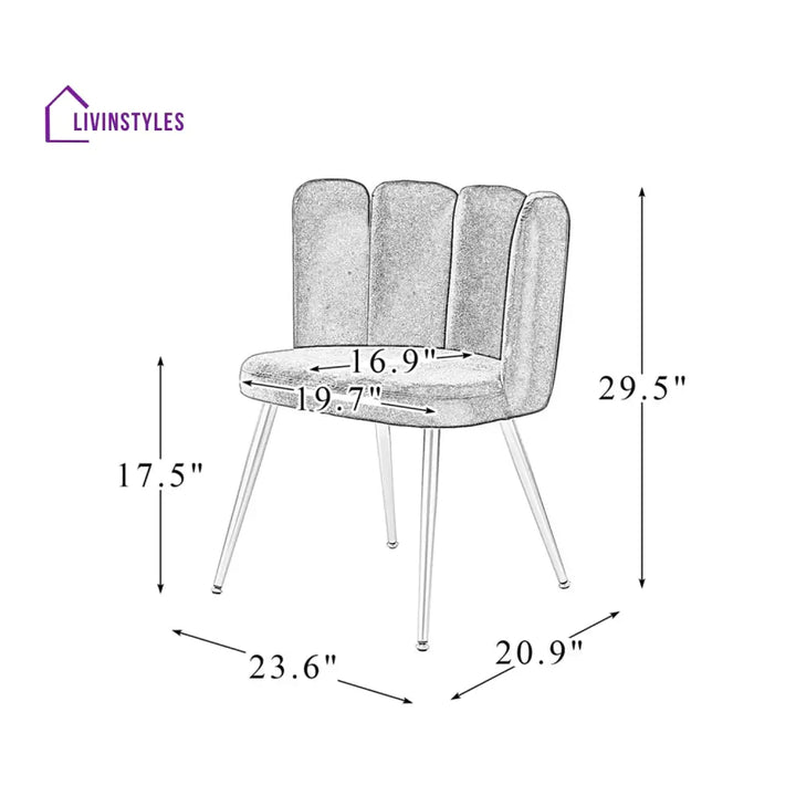 Elegant Velvet Petal Back Chair Grey Furniture