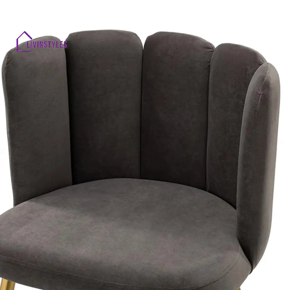 Elegant Velvet Petal Back Chair Grey Furniture