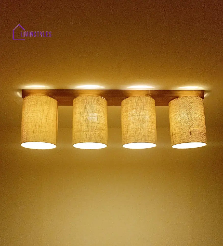 Elementary Brown Wooden 4 Series Ceiling Lamp Lights