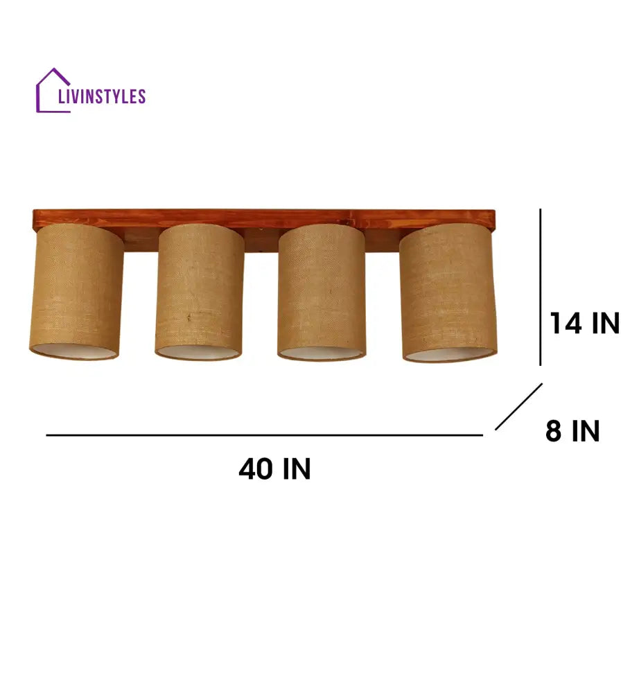 Elementary Brown Wooden 4 Series Ceiling Lamp Lights