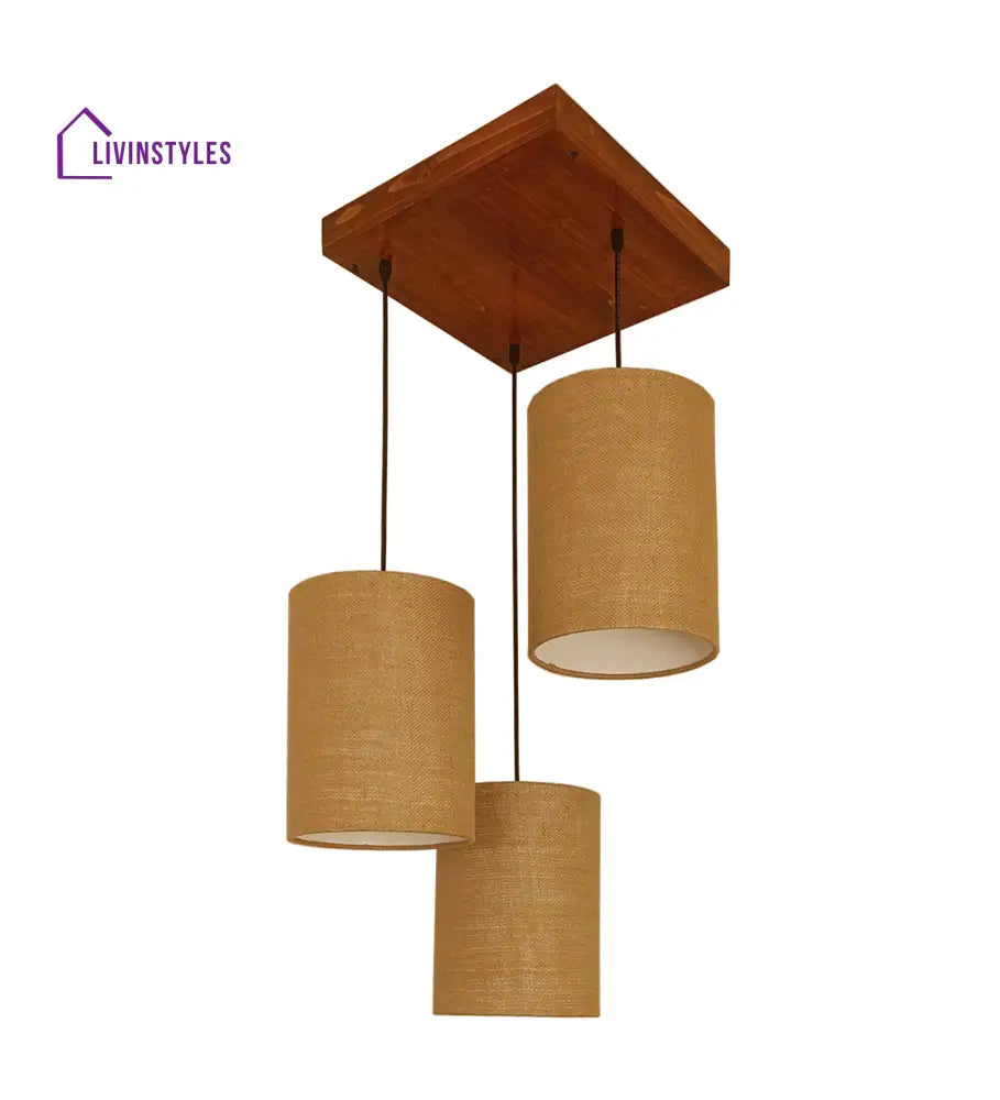 Elementary Brown Wooden Cluster Hanging Lamp Lamps