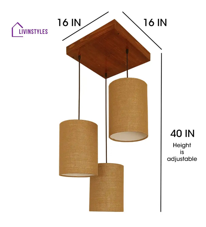 Elementary Brown Wooden Cluster Hanging Lamp Lamps