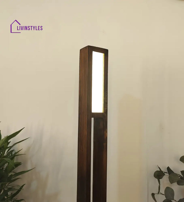 Elevar Wooden Led Floor Lamp With Brown Base Lamps