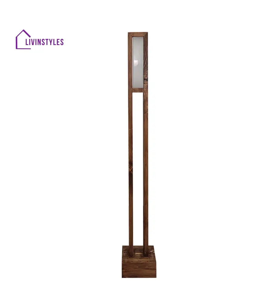 Elevar Wooden Led Floor Lamp With Brown Base Lamps