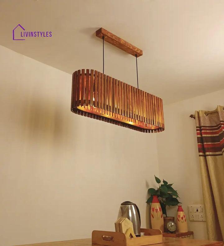 Elora 36 Centrum Brown Wooden 3 Series Hanging Lamp Lamps