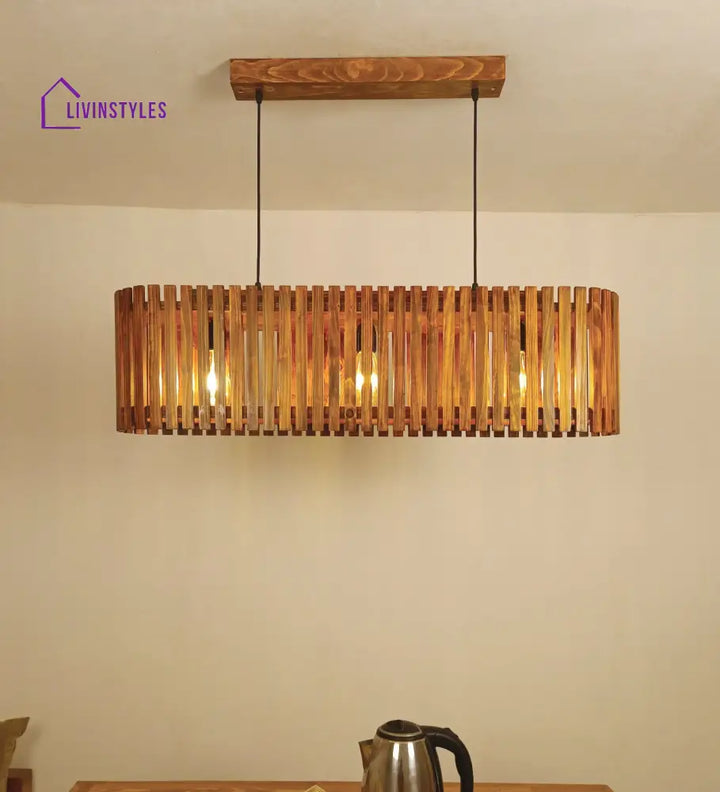 Elora 36 Centrum Brown Wooden 3 Series Hanging Lamp Lamps