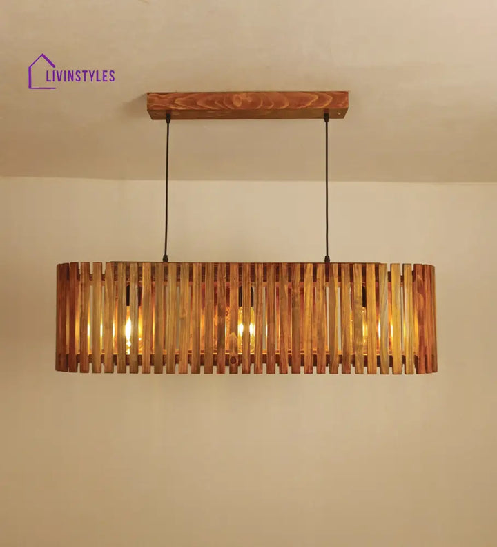 Elora 36 Centrum Brown Wooden 3 Series Hanging Lamp Lamps