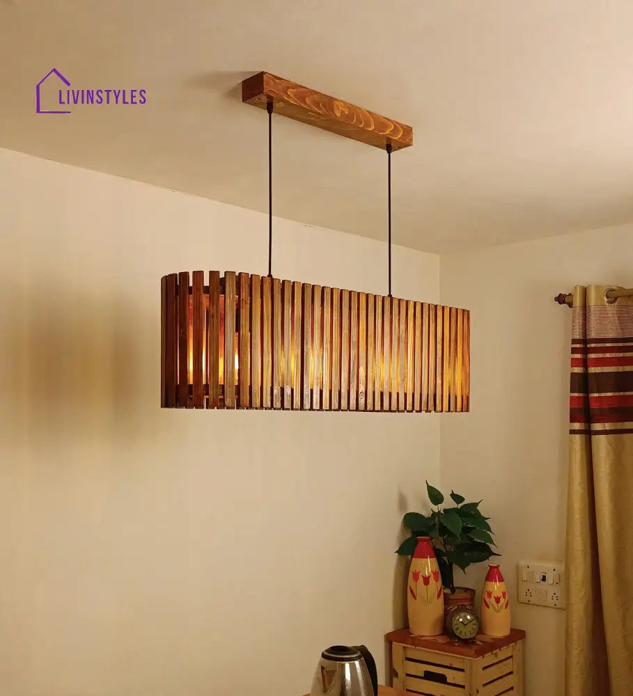 Elora 36 Centrum Brown Wooden 3 Series Hanging Lamp Lamps