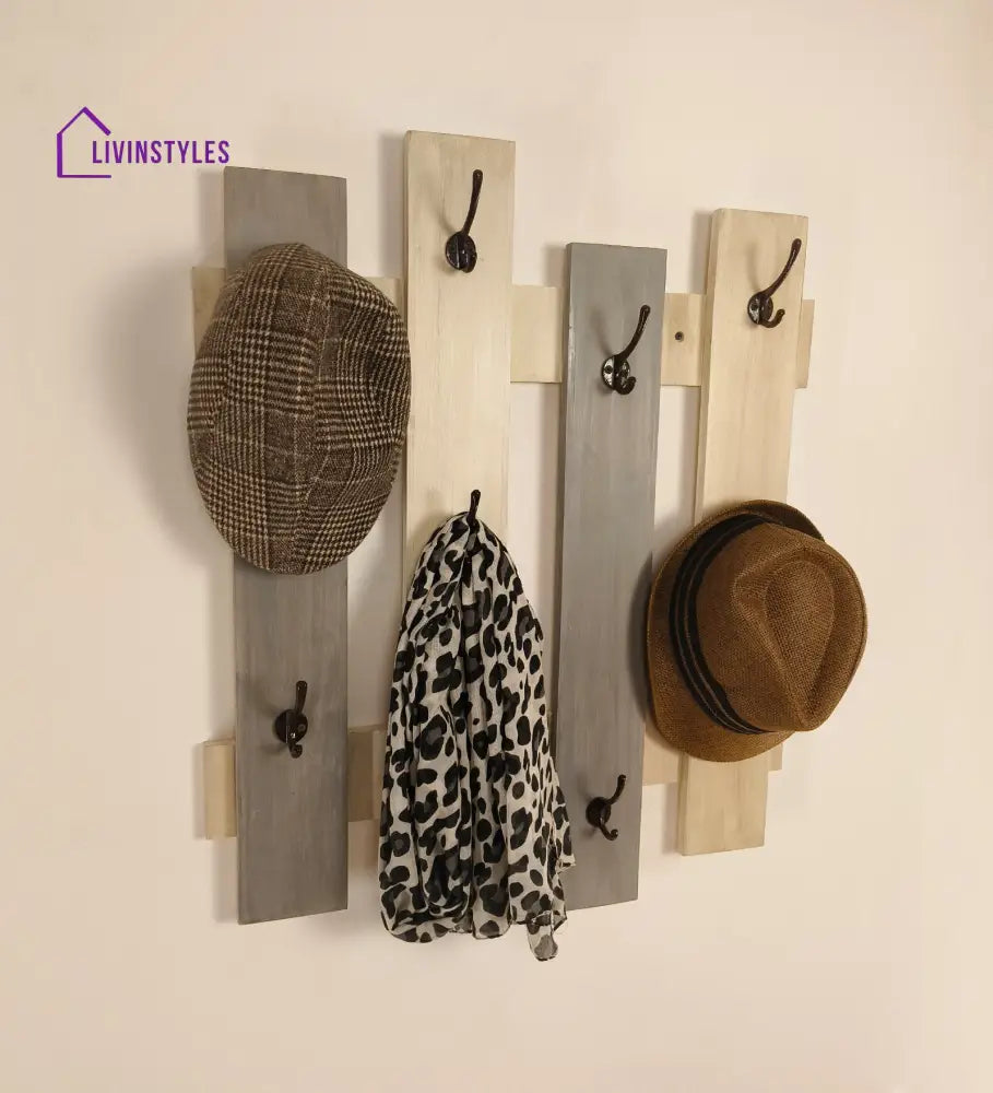 Elrond Wooden Wall Coat Hanger Cum Key Holders Organiser