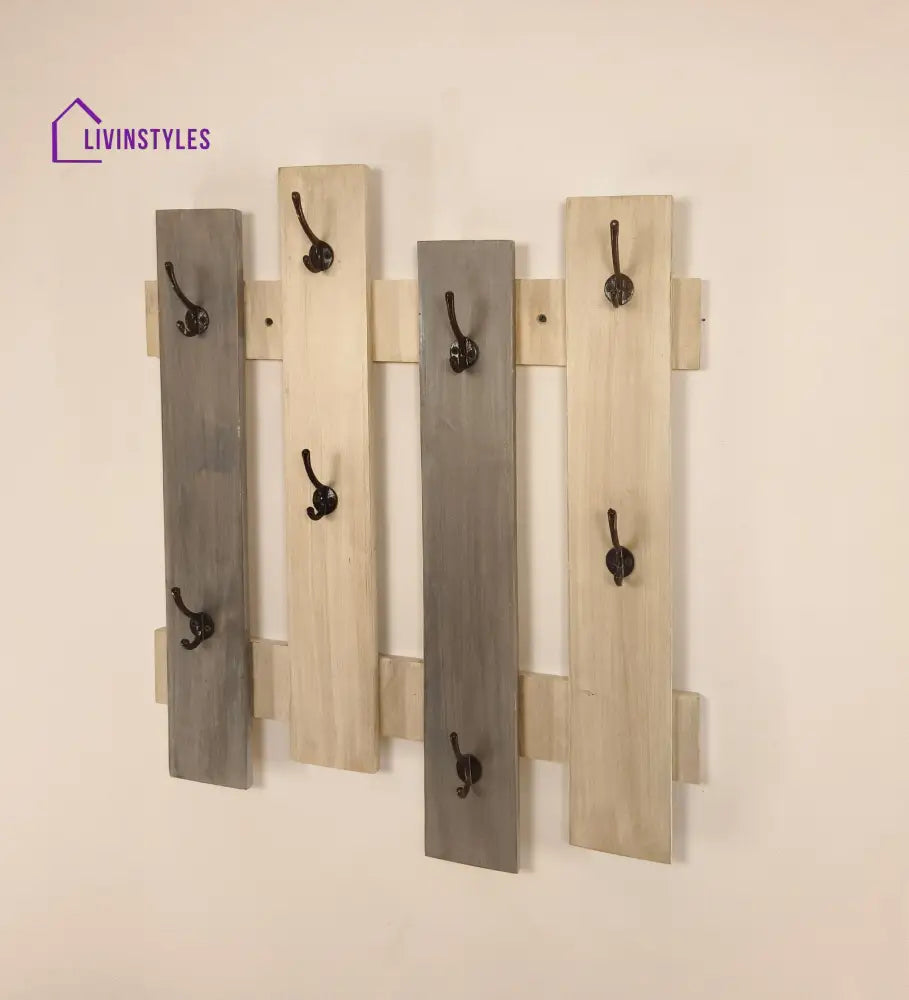 Elrond Wooden Wall Coat Hanger Cum Key Holders Organiser