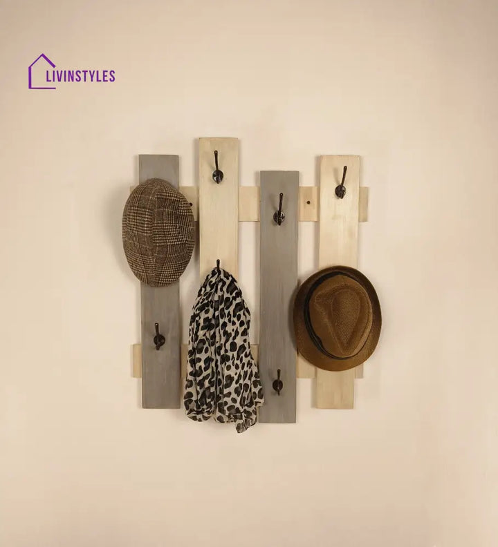 Elrond Wooden Wall Coat Hanger Cum Key Holders Organiser