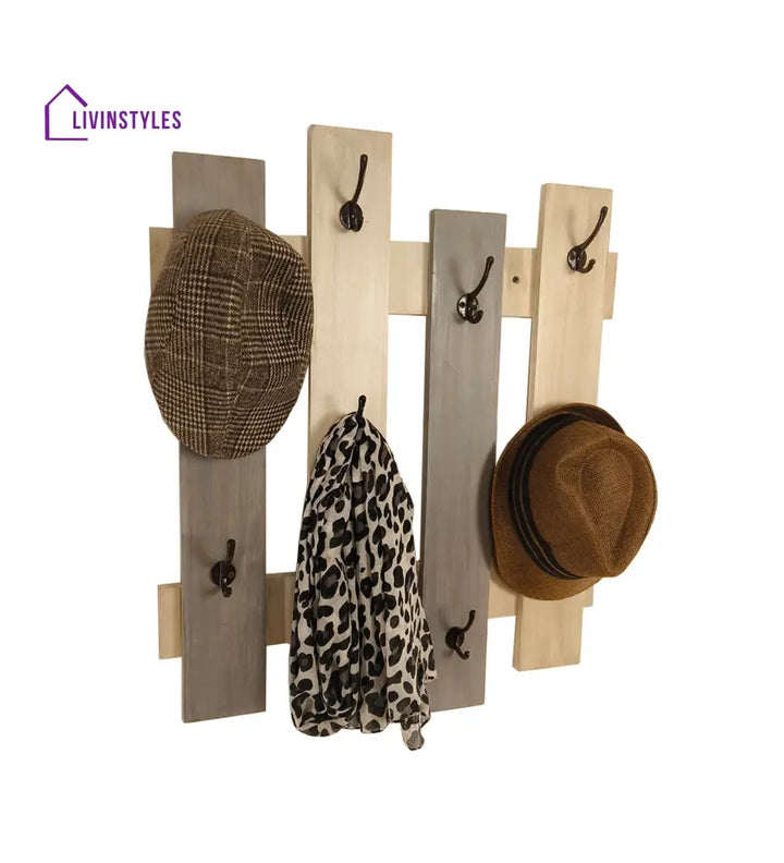 Elrond Wooden Wall Coat Hanger Cum Key Holders Organiser