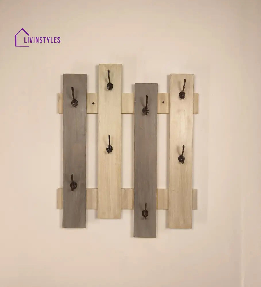 Elrond Wooden Wall Coat Hanger Cum Key Holders Organiser