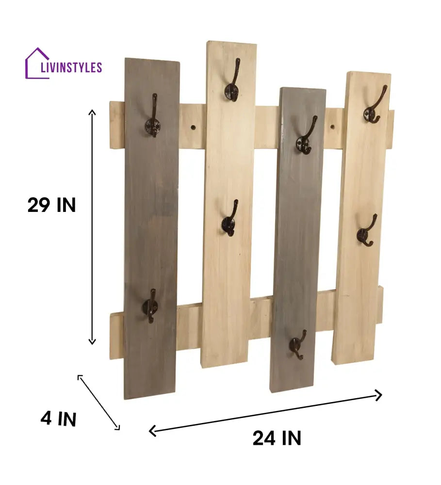 Elrond Wooden Wall Coat Hanger Cum Key Holders Organiser