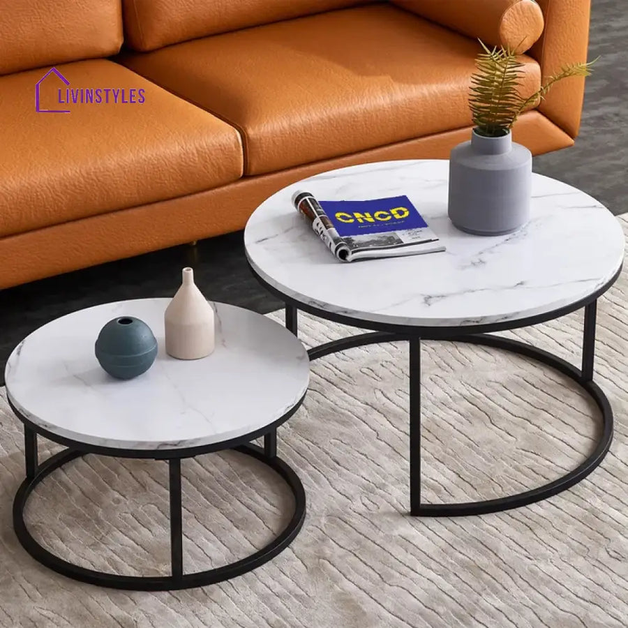 Elysian Round Marble Coffee Table Set Tables