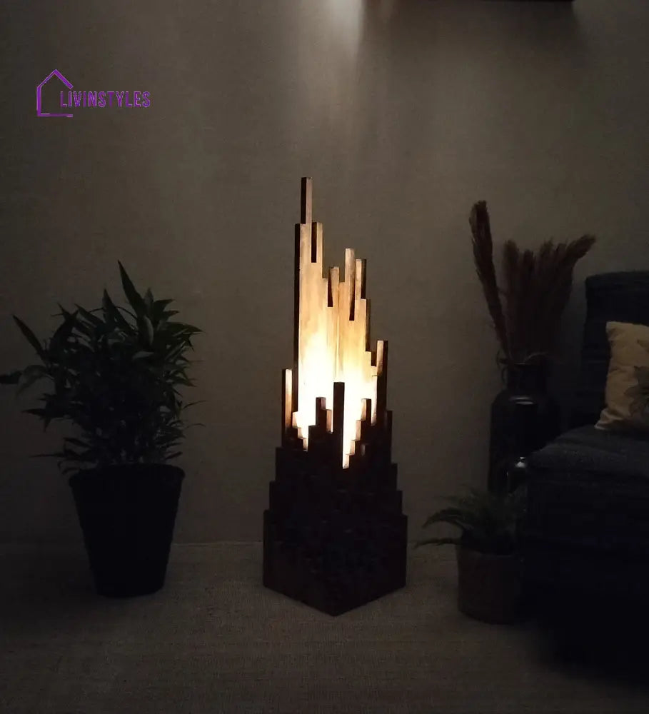 Emanate Wooden Floor Lamp With Brown Base Lamps