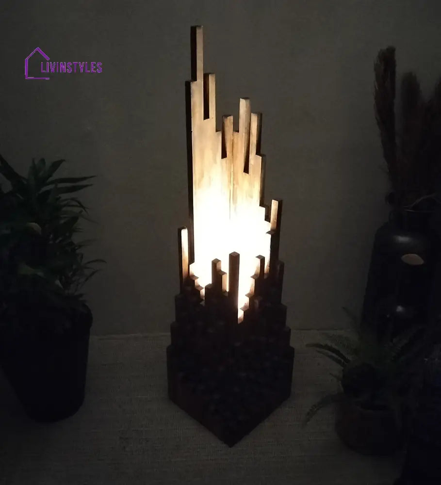 Emanate Wooden Floor Lamp With Brown Base Lamps